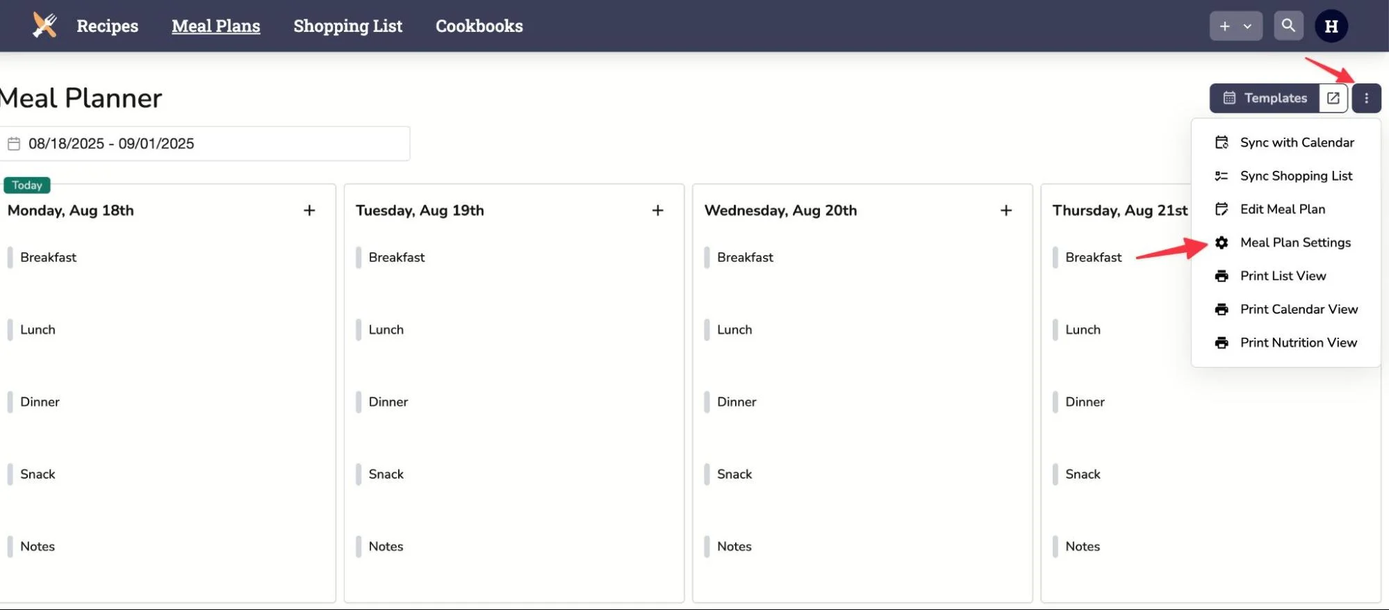 Serving Size Configuration