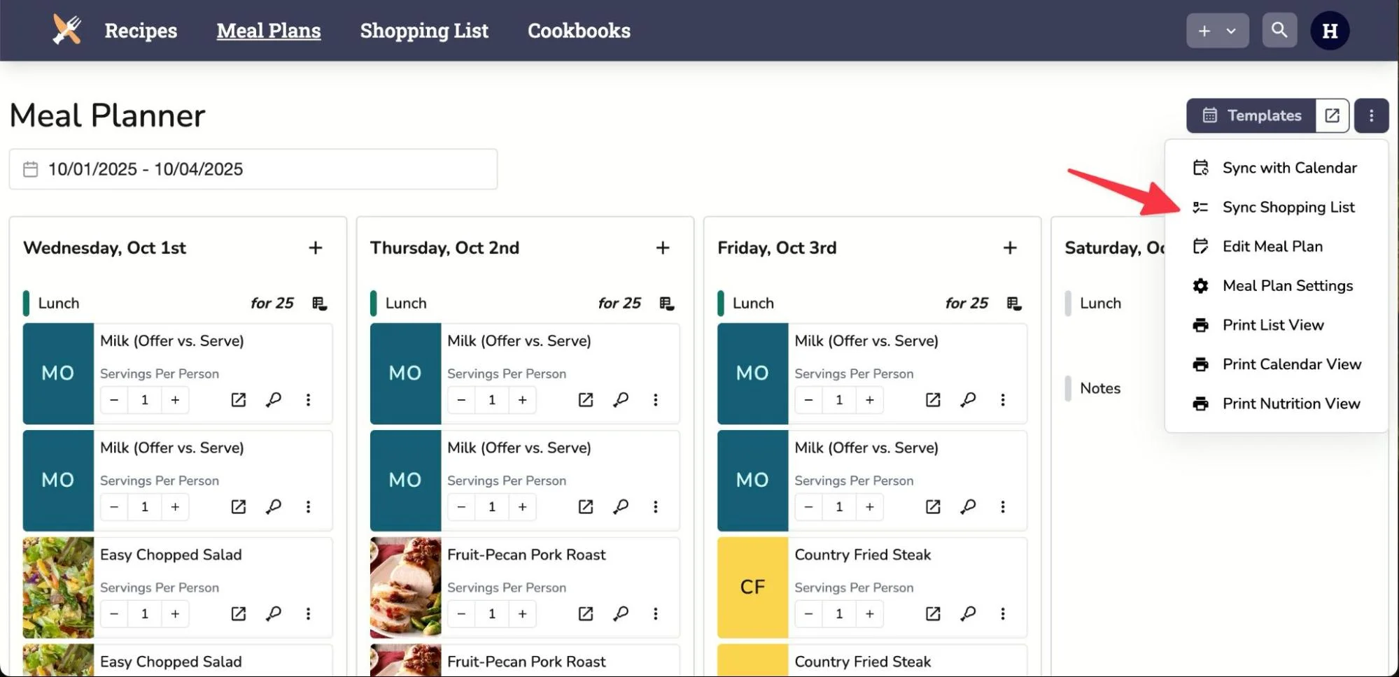 Shopping List Sync Option