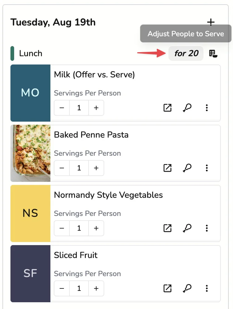 Scaling Specific Meal