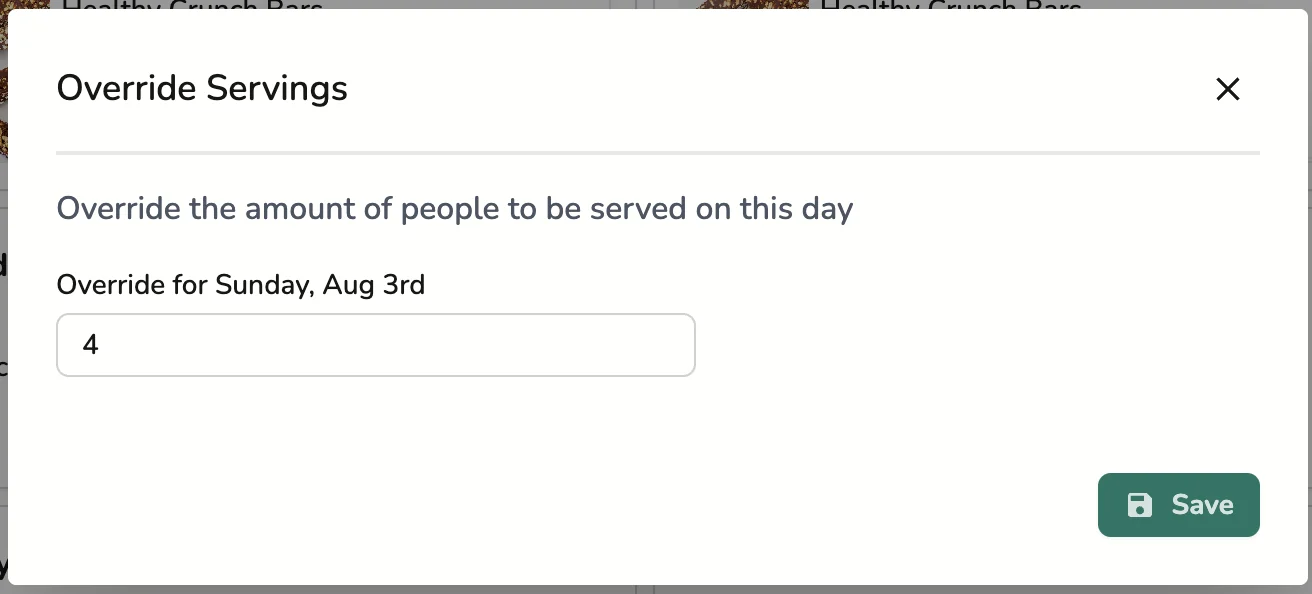 Day-Specific Serving Update